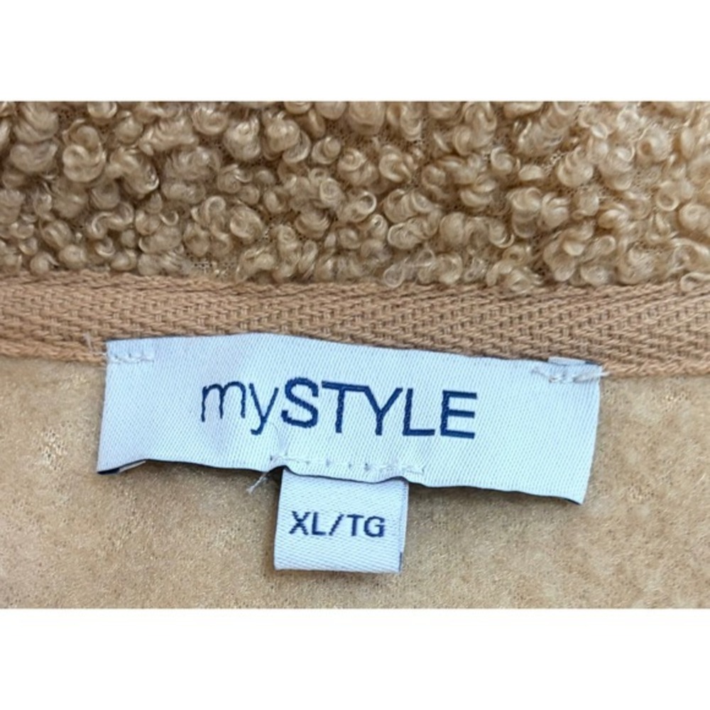 My Style Teddy Sherpa Fleece XL Button Front Shacket Jacket Tan - Picture 7 of 8